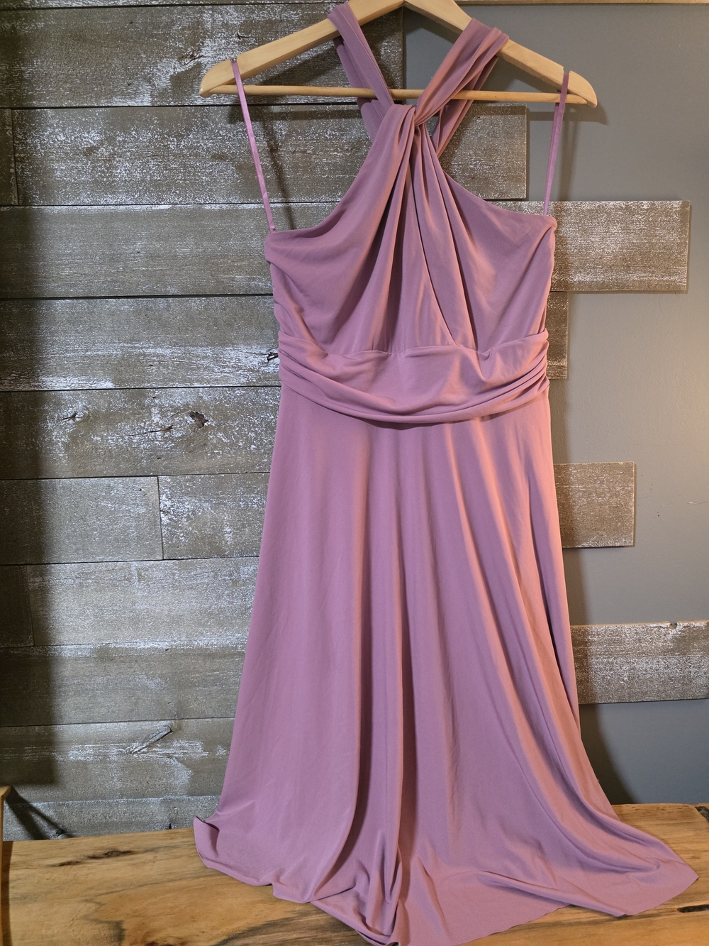 Ann Taylor One-Shoulder Twist Maxi Dress in Mauve Pink